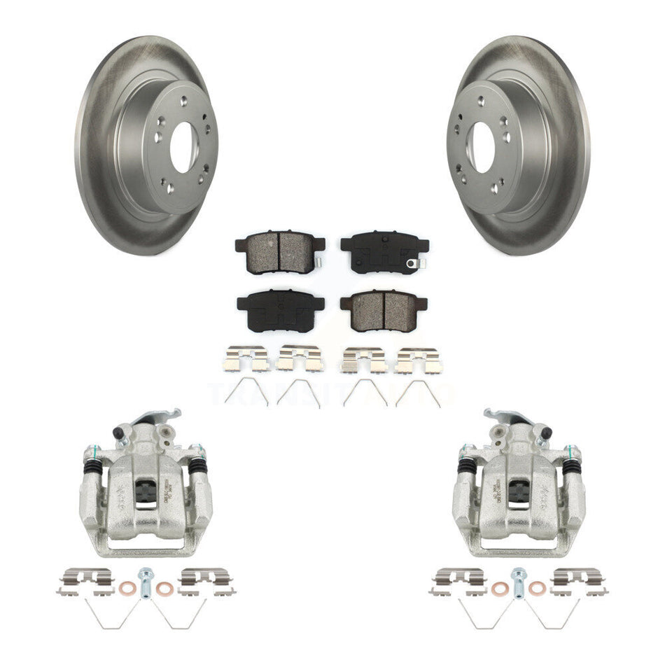 Rear Disc Brake Caliper Coat Rotors And Semi-Metallic Pad Kit For Honda Accord Acura TSX KCG-100316S