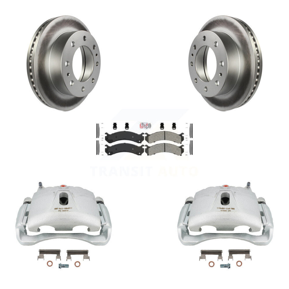 Front Disc Brake Caliper Coated Rotors And Semi-Metallic Pads Kit For Chevrolet Express 3500 GMC Silverado Savana Sierra Classic 4500 KCG-100318N