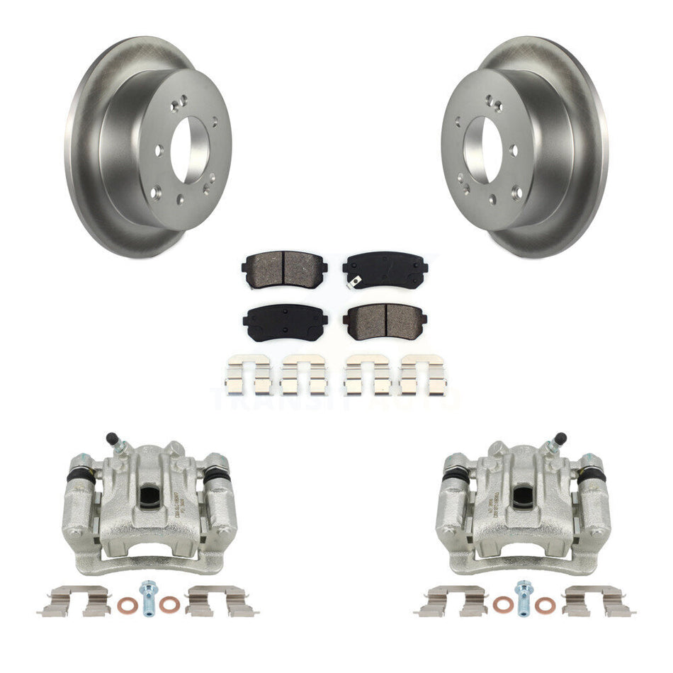 Rear Disc Brake Caliper Coated Rotors And Semi-Metallic Pads Kit For Kia Forte Koup Forte5 KCG-100319S by Transit Auto