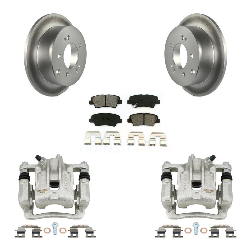 Rear Disc Brake Caliper Coated Rotors And Semi-Metallic Pads Kit For 2010-2013 Kia Soul KCG-100320S