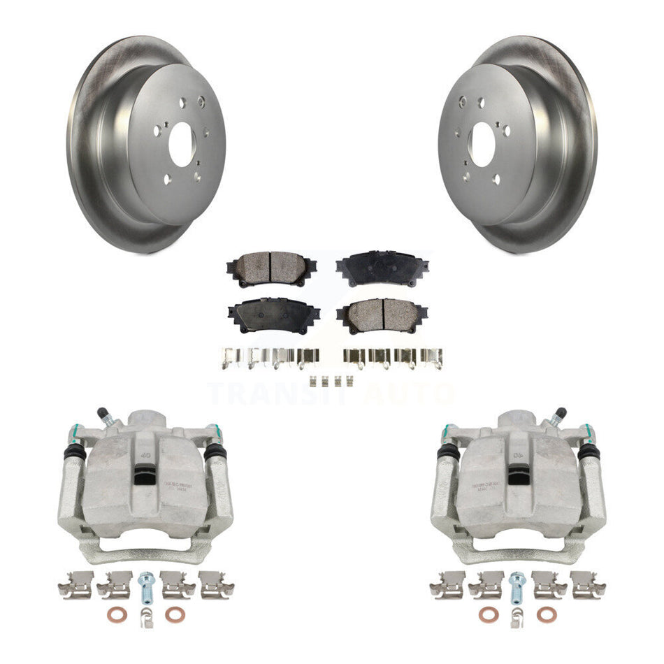 Rear Disc Brake Caliper Coated Rotors And Semi-Metallic Pads Kit For Toyota Highlander Sienna Lexus RX350 RX450h KCG-100322P by Transit Auto