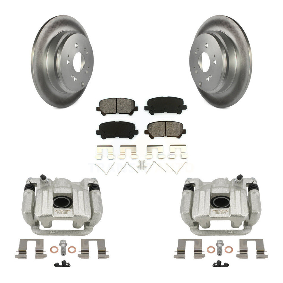 Rear Disc Brake Caliper Coated Rotors And Semi-Metallic Pads Kit For 2011-2017 Honda Odyssey KCG-100322S