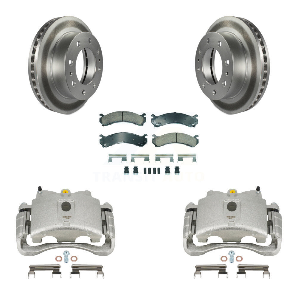 Front Brake Caliper Coat Rotor & Ceramic Pad Kit For GMC Chevrolet Sierra 2500 HD Savana KCG-100323N