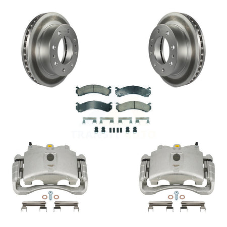 Front Brake Caliper Coat Rotor & Ceramic Pad Kit For GMC Chevrolet Sierra 2500 HD Savana KCG-100323N
