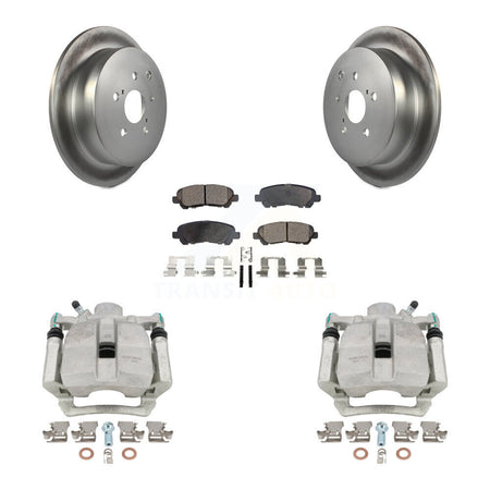 Rear Disc Brake Caliper Coated Rotors And Semi-Metallic Pads Kit For 2014 Toyota Highlander Hybrid Limited with FULL HYBRID EV-GAS (FHEV) engine KCG-100323P by Transit Auto