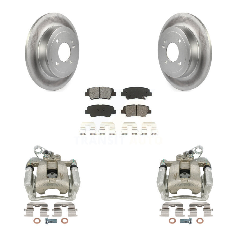 Rear Disc Brake Caliper Coated Rotors And Semi-Metallic Pads Kit For 2012-2017 Kia Rio KCG-100324S by Transit Auto