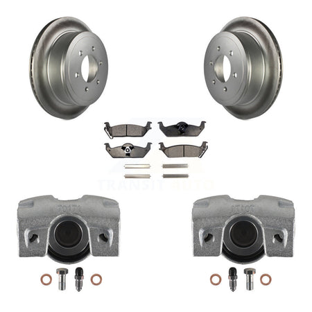 Rear Disc Brake Caliper Coated Rotors And Ceramic Pads Kit For Ford F-150 Lincoln Mark LT KCG-100324T by Transit Auto