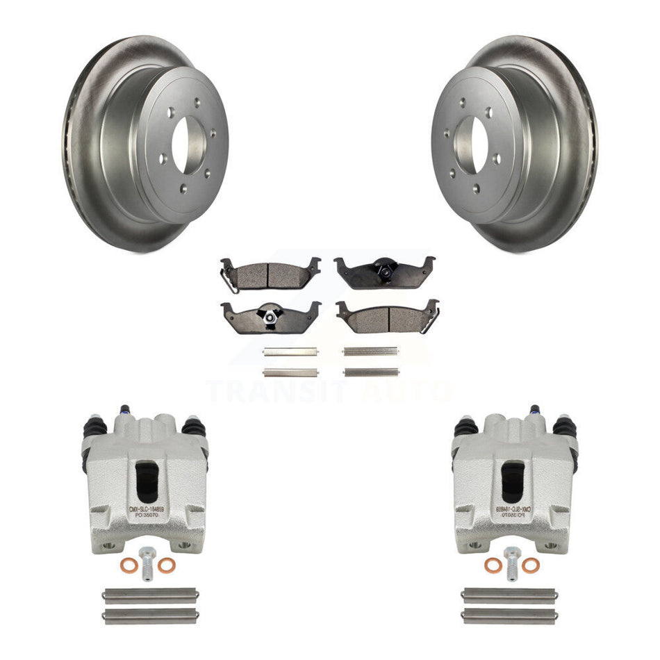 Rear Disc Brake Caliper Coated Rotors And Ceramic Pads Kit For Ford F-150 Lincoln Mark LT KCG-100324T