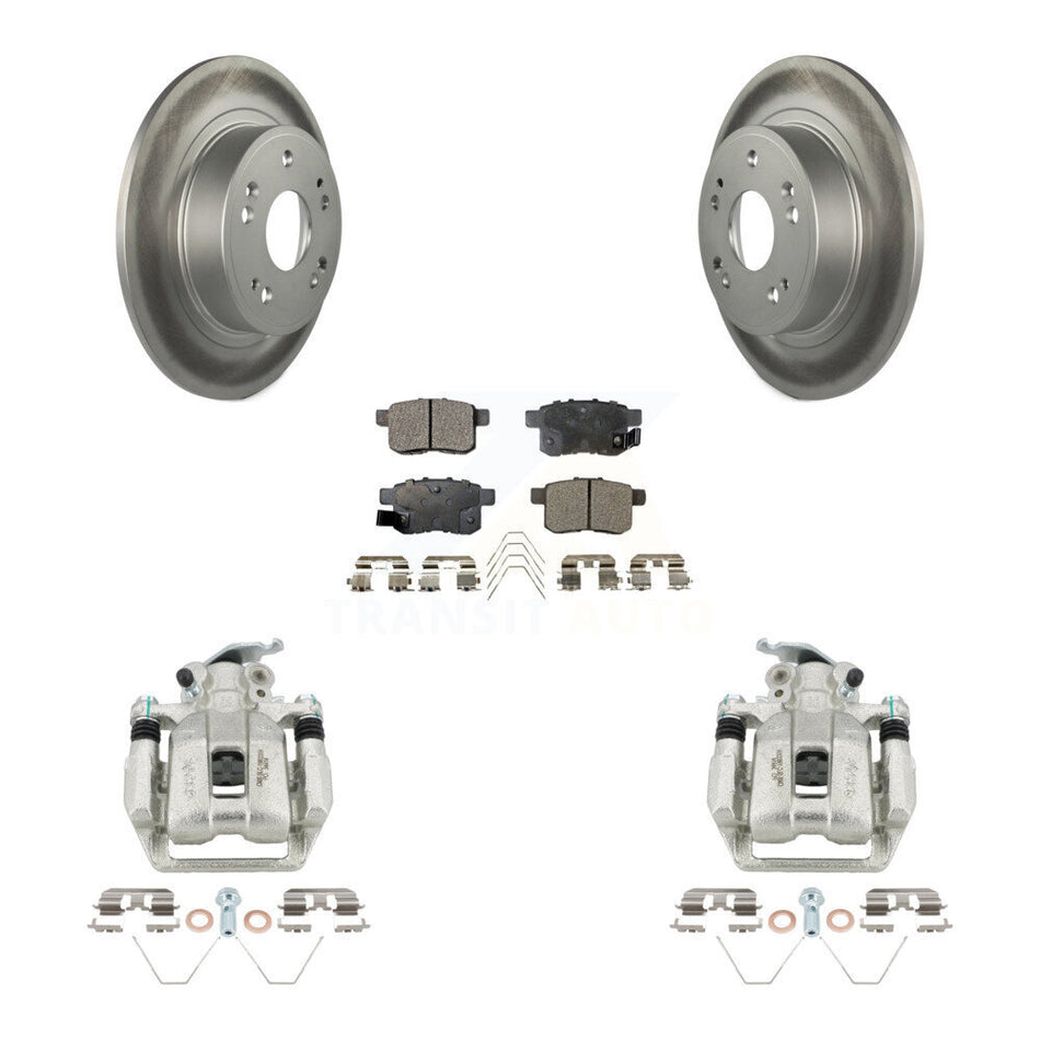 Rear Disc Brake Caliper Coat Rotors And Semi-Metallic Pad Kit For Honda Accord Acura TSX KCG-100326P