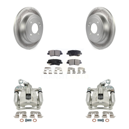 Rear Disc Brake Caliper Coated Rotors And Ceramic Pads Kit For 2012-2016 Hyundai Accent KCG-100326T by Transit Auto