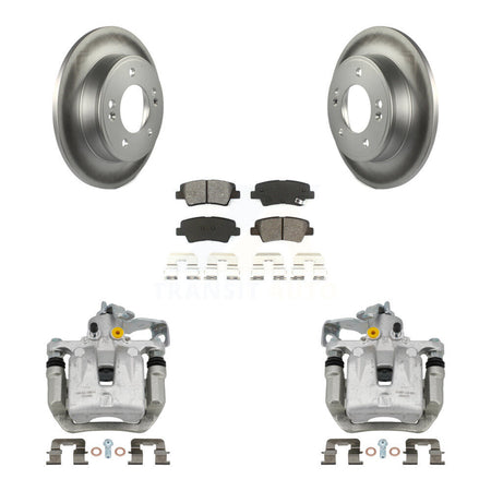 Rear Brake Caliper Coat Rotor And Semi-Metallic Pad Kit For Hyundai Elantra GT Kia Forte KCG-100327S