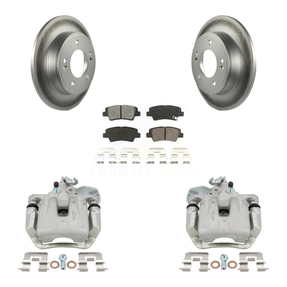 Rear Disc Brake Caliper Coated Rotors And Semi-Metallic Pads Kit For 2014-2016 Kia Soul KCG-100328S