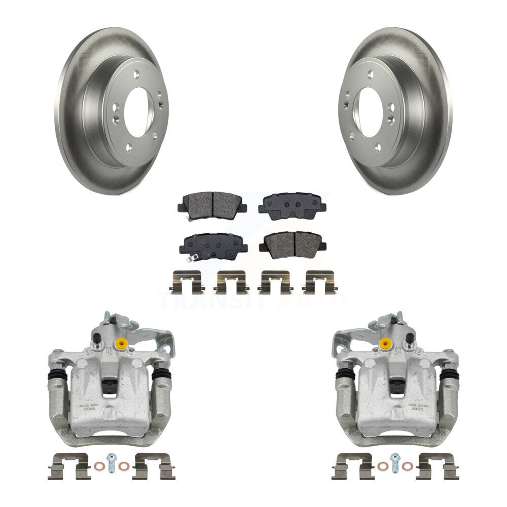 Rear Brake Caliper Coat Rotor Semi-Metallic Pad Kit For Kia Forte Hyundai Forte5 Elantra KCG-100329S