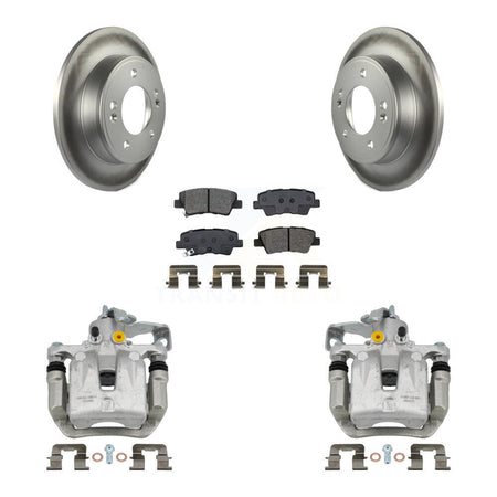 Rear Brake Caliper Coat Rotor Semi-Metallic Pad Kit For Kia Forte Hyundai Forte5 Elantra KCG-100329S