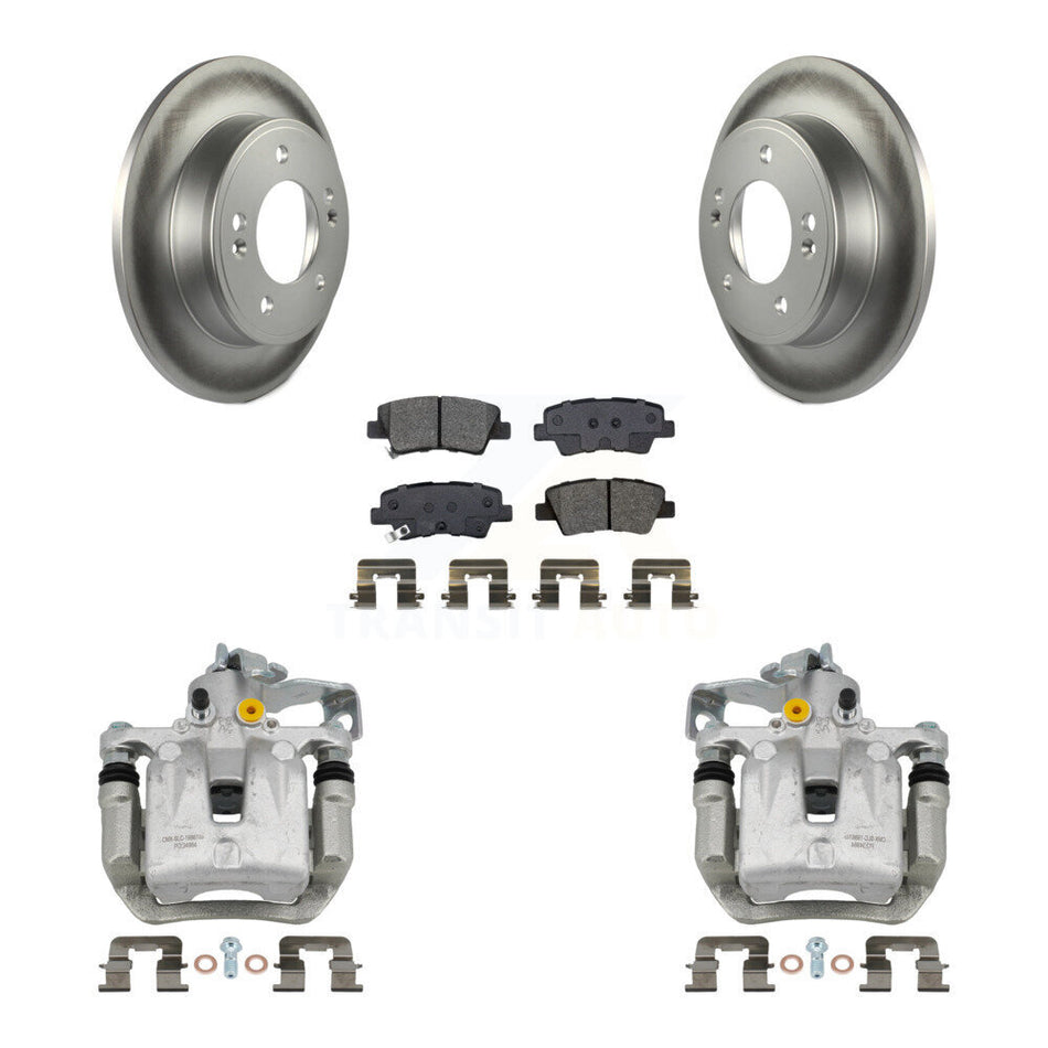 Rear Brake Caliper Coat Rotor Semi-Metallic Pad Kit For Kia Forte Hyundai Forte5 Elantra KCG-100329S