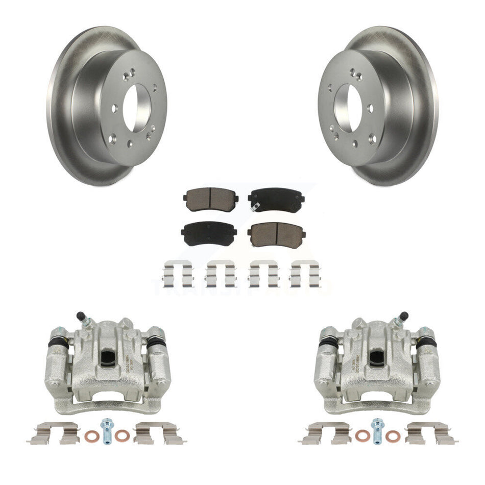 Rear Disc Brake Caliper Coated Rotors And Ceramic Pads Kit For Kia Forte Koup Forte5 KCG-100330C by Transit Auto