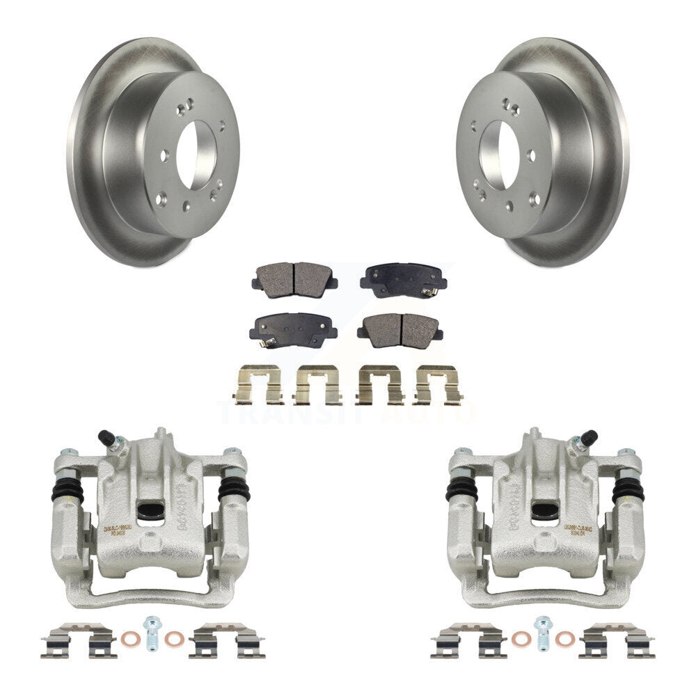 Rear Disc Brake Caliper Coated Rotors And Semi-Metallic Pads Kit For 2010-2013 Kia Soul KCG-100330P