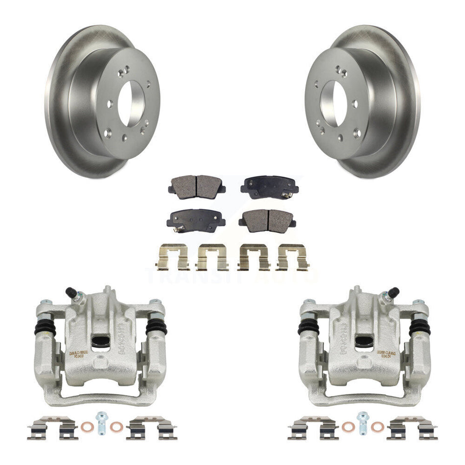 Rear Disc Brake Caliper Coated Rotors And Semi-Metallic Pads Kit For 2010-2013 Kia Soul KCG-100330P