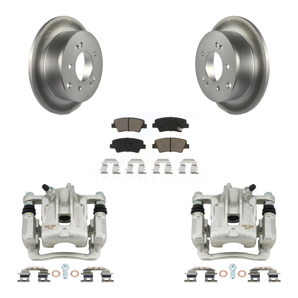 Rear Disc Brake Caliper Coated Rotors And Ceramic Pads Kit For 2010-2013 Kia Soul KCG-100331C
