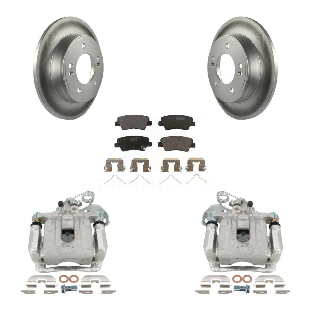 Rear Disc Brake Caliper Coat Rotors & Ceramic Pad Kit For 2017-2020 Hyundai Elantra 2.0L KCG-100331T