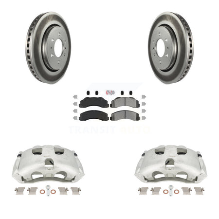 Front Disc Brake Caliper Coated Rotors And Semi-Metallic Pads Kit For Ford F-150 Expedition Lincoln Navigator KCG-100332N by Transit Auto