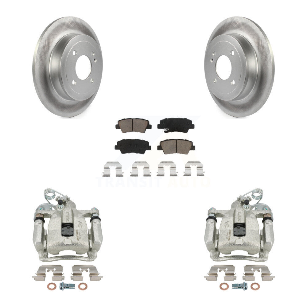 Rear Disc Brake Caliper Coated Rotors And Ceramic Pads Kit For 2012-2016 Hyundai Accent KCG-100334C by Transit Auto