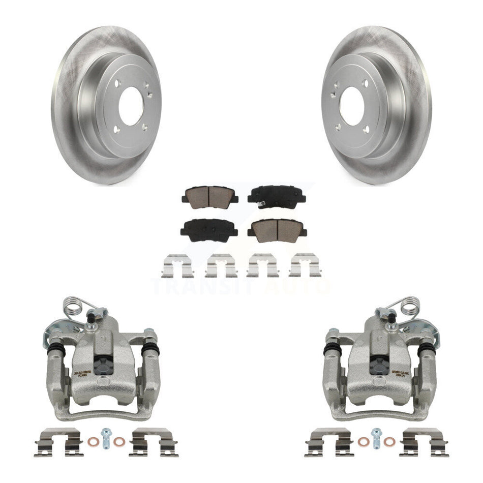 Rear Disc Brake Caliper Coated Rotors And Ceramic Pads Kit For 2012-2016 Hyundai Accent KCG-100334C
