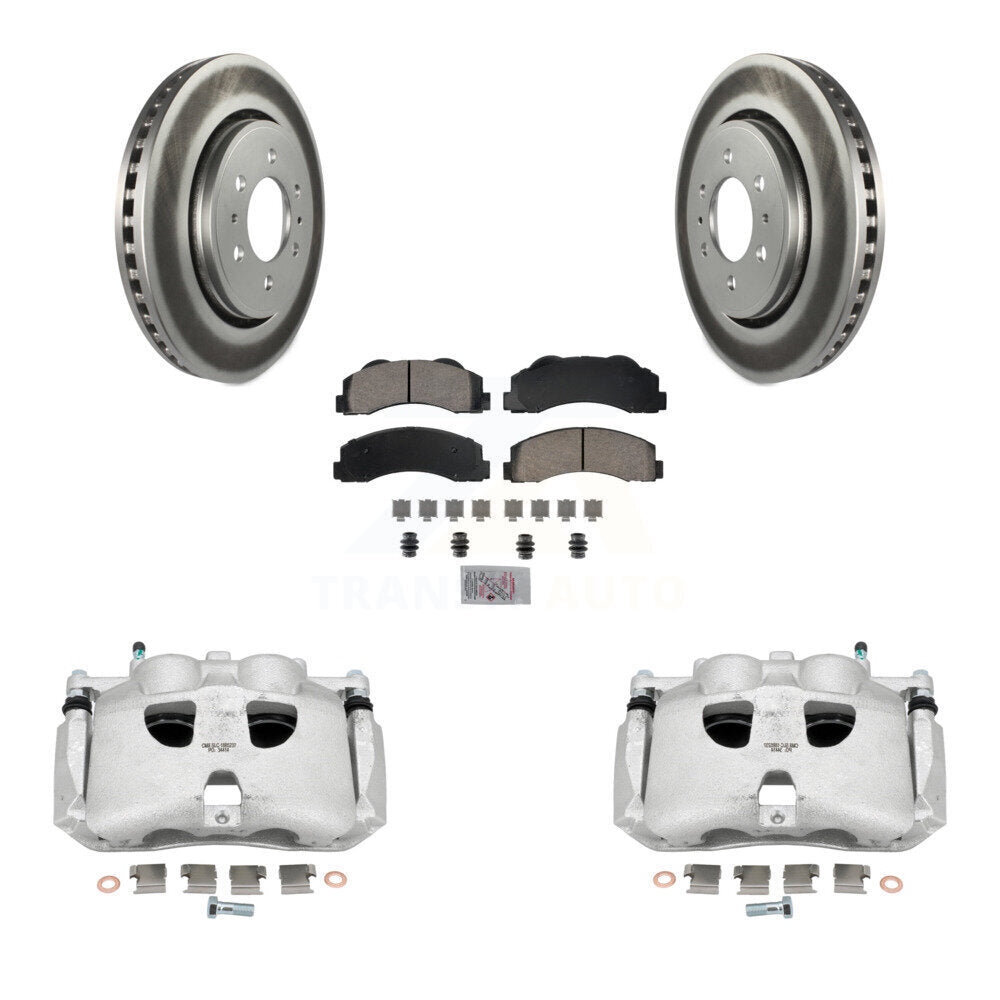 Front Disc Brake Caliper Coat Rotors & Ceramic Pad Kit For Ford F-150 Expedition Lincoln KCG-100334N