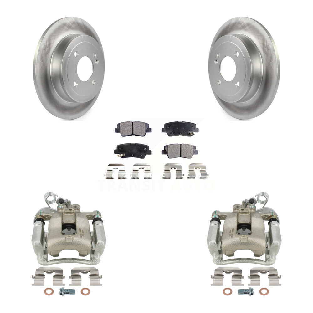 Rear Disc Brake Caliper Coated Rotors And Semi-Metallic Pads Kit For 2012-2017 Kia Rio KCG-100334P by Transit Auto