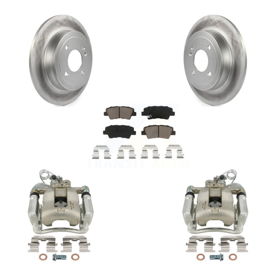 Rear Disc Brake Caliper Coated Rotors And Ceramic Pads Kit For 2012-2017 Kia Rio KCG-100335C