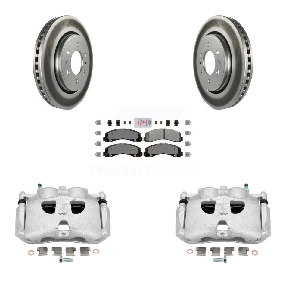 Front Disc Brake Caliper Coated Rotors And Semi-Metallic Pads Kit For Ford Expedition Lincoln Navigator KCG-100335N