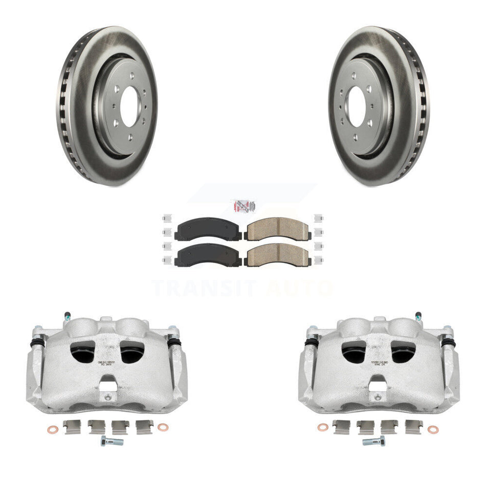 Front Disc Brake Caliper Coated Rotors And Ceramic Pads Kit For Ford Expedition Lincoln Navigator KCG-100336N