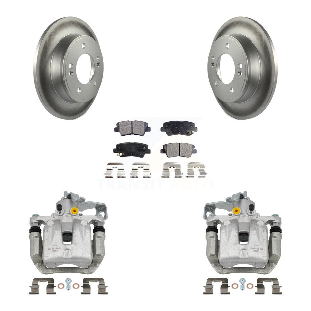 Rear Brake Caliper Coat Rotor And Semi-Metallic Pad Kit For Hyundai Elantra GT Kia Forte KCG-100337P