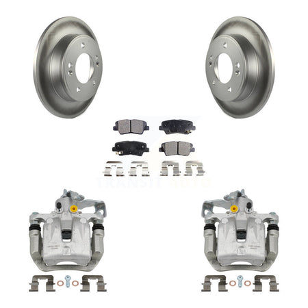 Rear Brake Caliper Coat Rotor And Semi-Metallic Pad Kit For Hyundai Elantra GT Kia Forte KCG-100337P