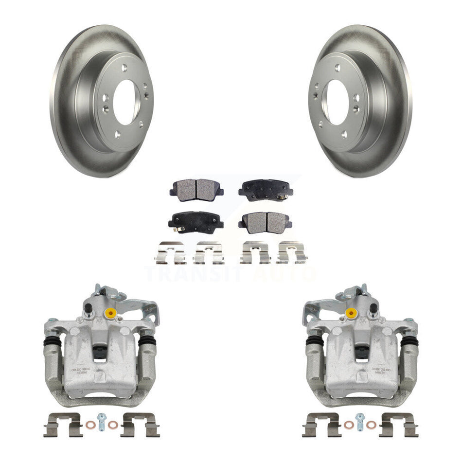 Rear Brake Caliper Coat Rotor And Semi-Metallic Pad Kit For Hyundai Elantra GT Kia Forte KCG-100337P