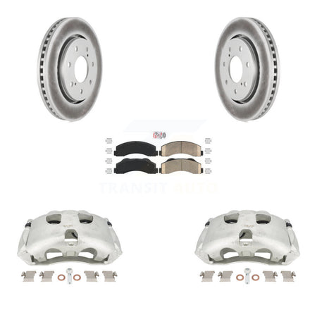 Front Disc Brake Caliper Coated Rotors And Ceramic Pads Kit For 2010-2011 Ford F-150 With 7 Lug Wheels KCG-100339N by Transit Auto