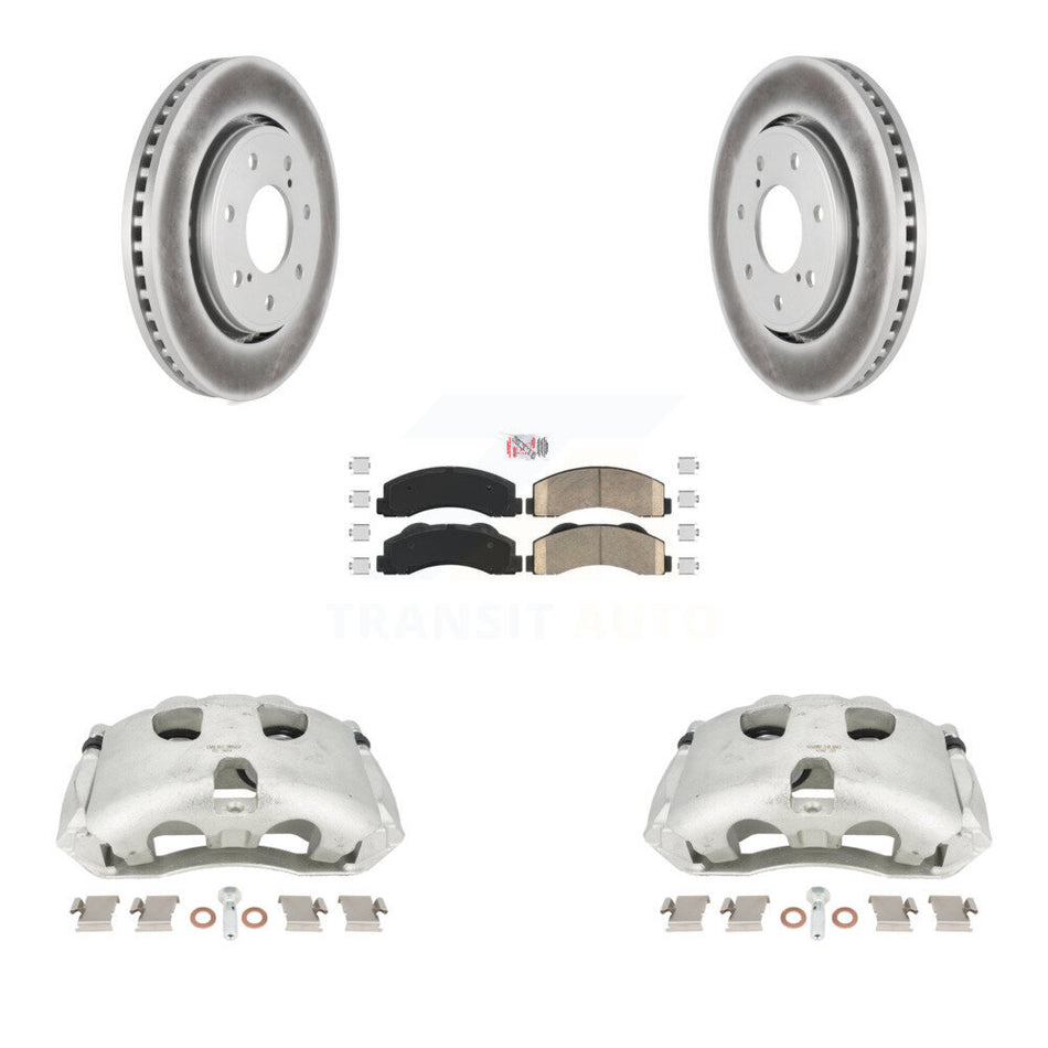 Front Disc Brake Caliper Coated Rotors And Ceramic Pads Kit For 2010-2011 Ford F-150 With 7 Lug Wheels KCG-100339N by Transit Auto