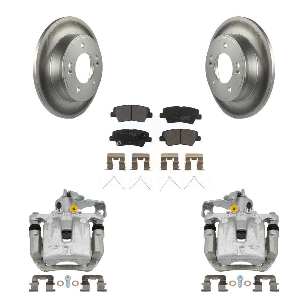 Rear Brake Caliper Coat Rotor Semi-Metallic Pad Kit For Kia Forte Hyundai Forte5 Elantra KCG-100339P