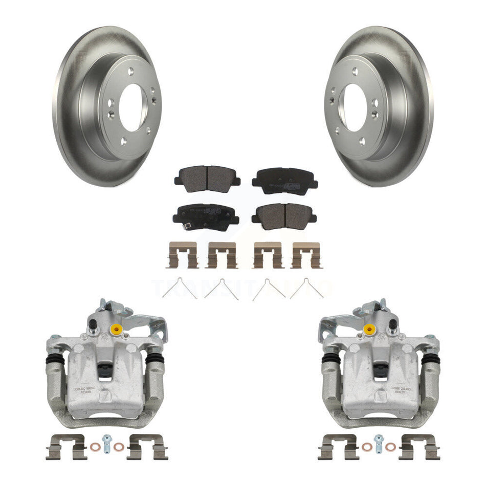 Rear Brake Caliper Coat Rotor Semi-Metallic Pad Kit For Kia Forte Hyundai Forte5 Elantra KCG-100339P