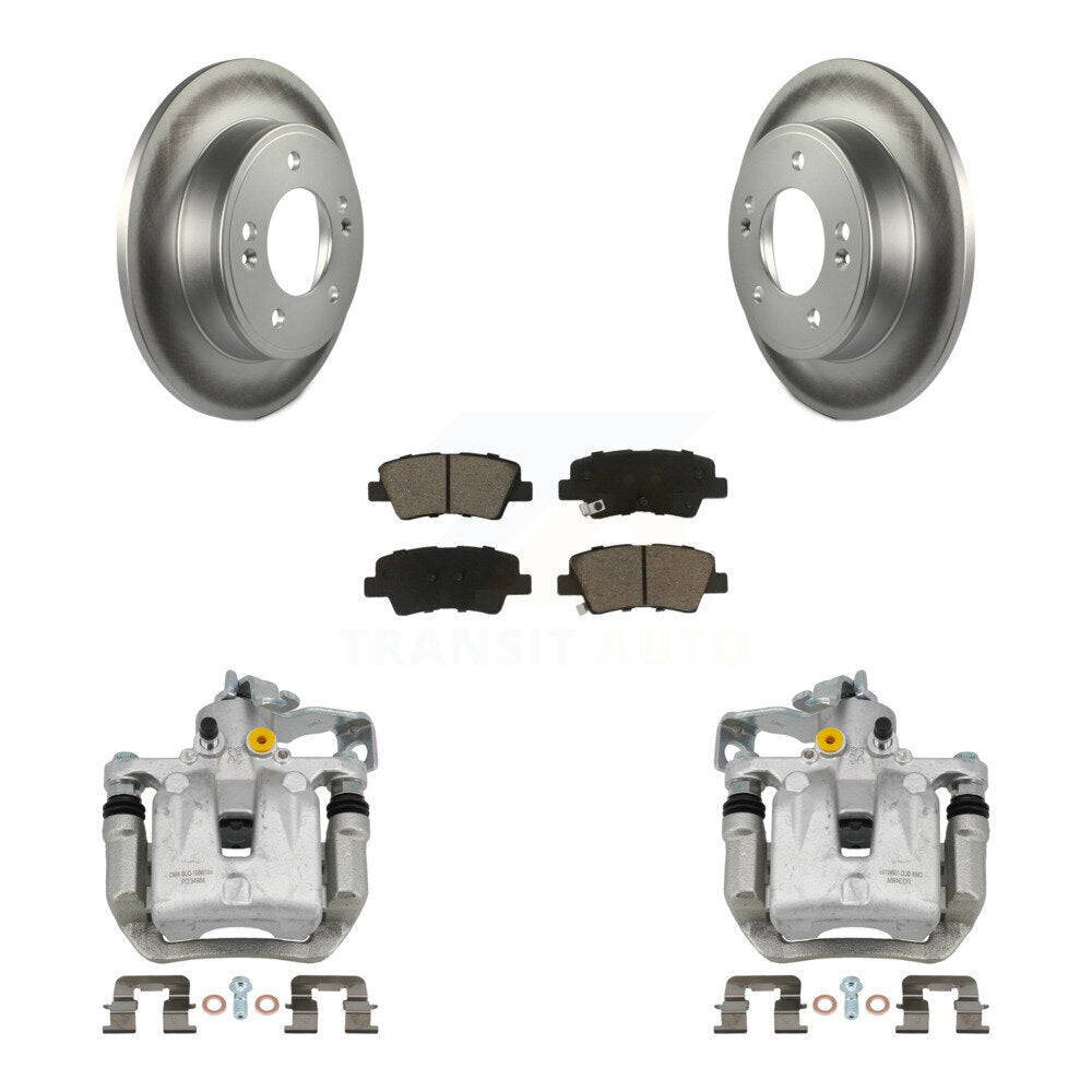Rear Brake Caliper Coat Rotor & Ceramic Pad Kit For Kia Forte Hyundai Forte5 Veloster GT KCG-100340C