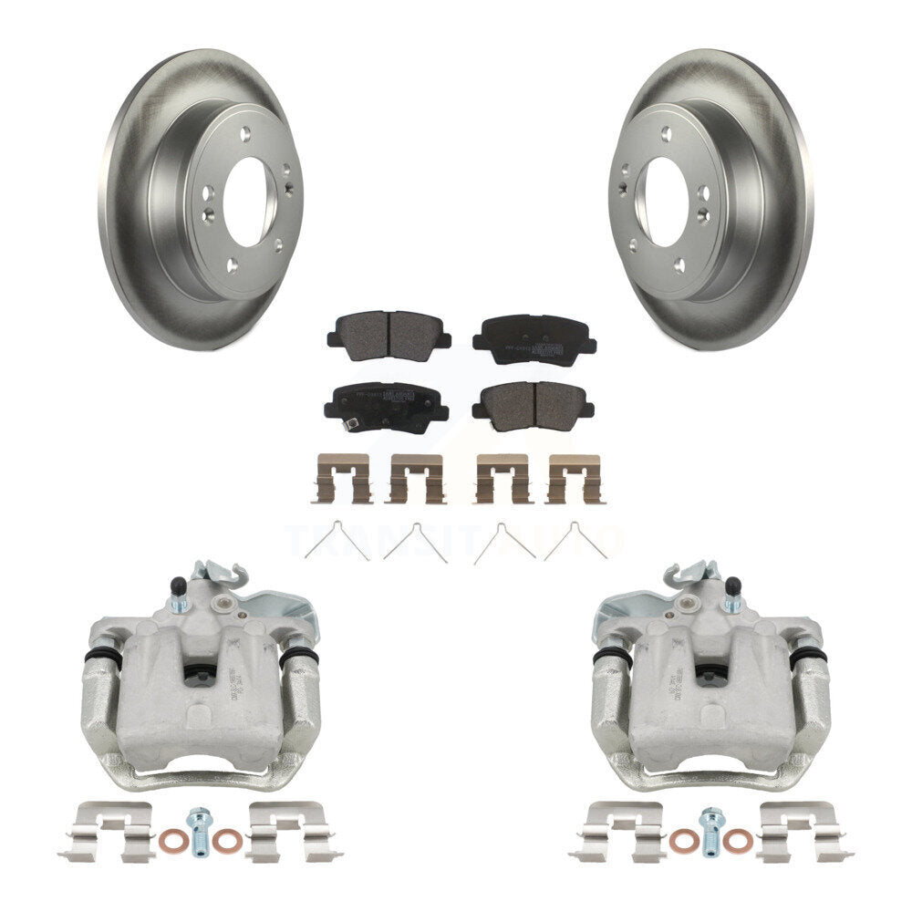 Rear Disc Brake Caliper Coated Rotors And Semi-Metallic Pads Kit For 2017-2018 Kia Soul KCG-100340P