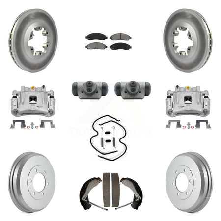 Front Rear Brake Caliper Coat Rotor Drum Semi-Metallic Pad Shoes Cylinder Kit (11Pc) For KCG-100340S