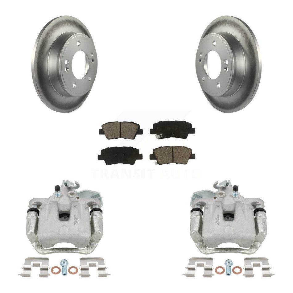 Rear Disc Brake Caliper Coated Rotors And Ceramic Pads Kit For 2017-2018 Kia Soul KCG-100341C