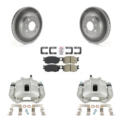 Front Disc Brake Caliper Coated Rotors And Semi-Metallic Pads Kit For Hyundai Accent Kia Rio Rio5 KCG-100341N