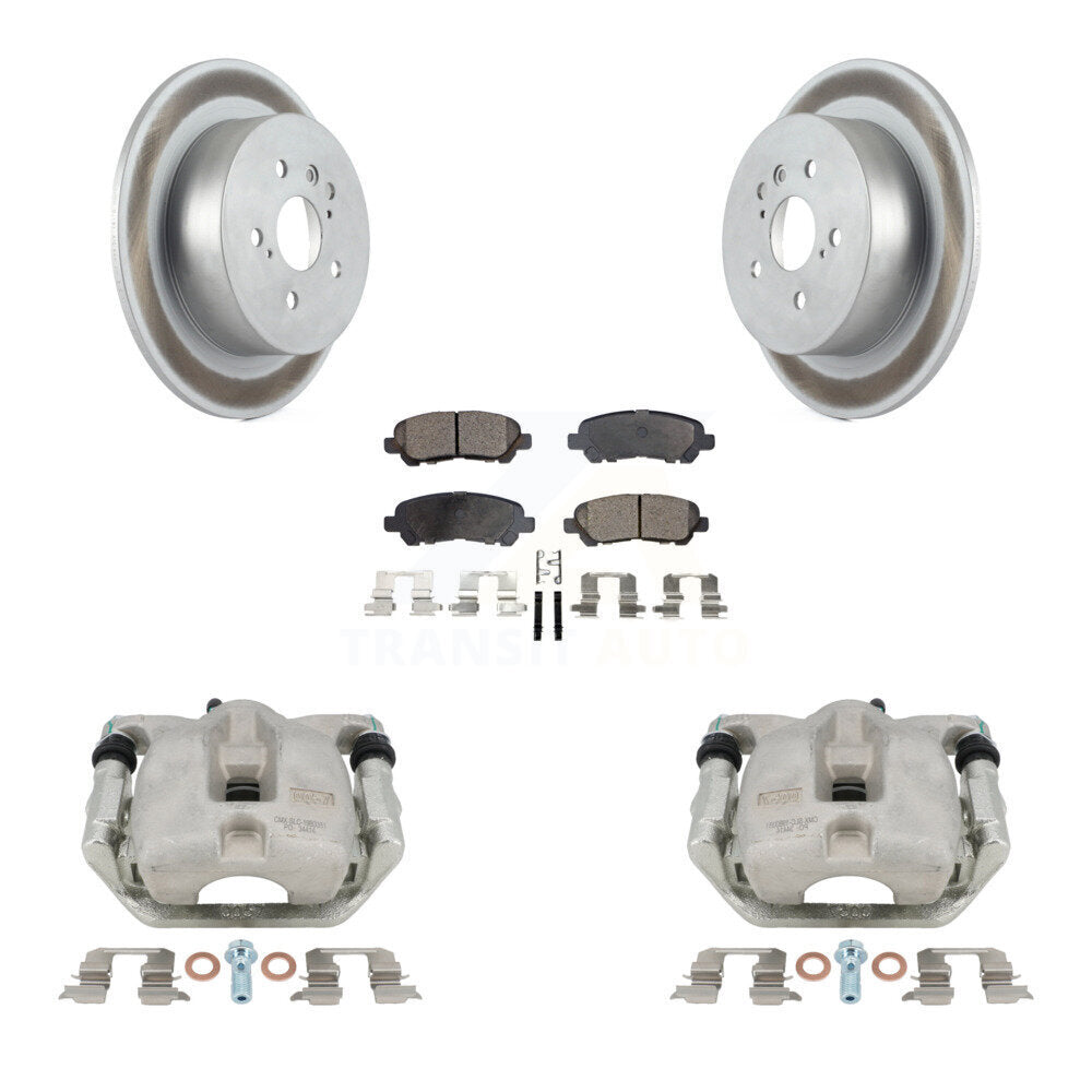 Rear Disc Brake Caliper Coat Rotor Semi-Metallic Pad Kit For 2008-2013 Toyota Highlander KCG-100341P
