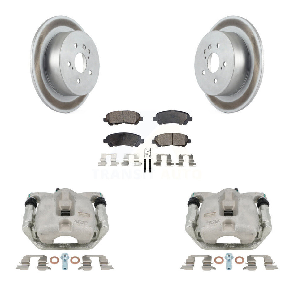 Rear Disc Brake Caliper Coat Rotor Semi-Metallic Pad Kit For 2008-2013 Toyota Highlander KCG-100341P