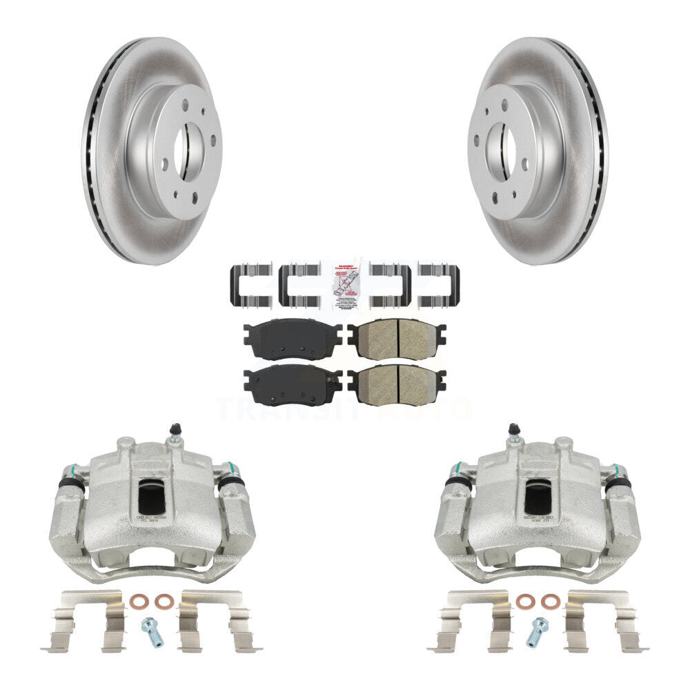 Front Disc Brake Caliper Coated Rotors And Semi-Metallic Pads Kit For 2006 Hyundai Accent Hatchback KCG-100342N by Transit Auto