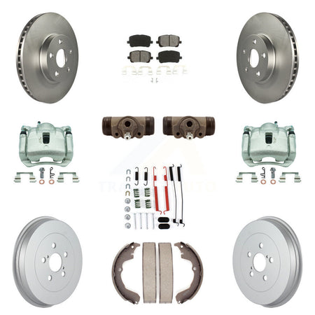Front Rear Brake Caliper Coat Rotor Drum Semi-Metallic Pad Shoes Cylinder Kit (11Pc) For KCG-100348S