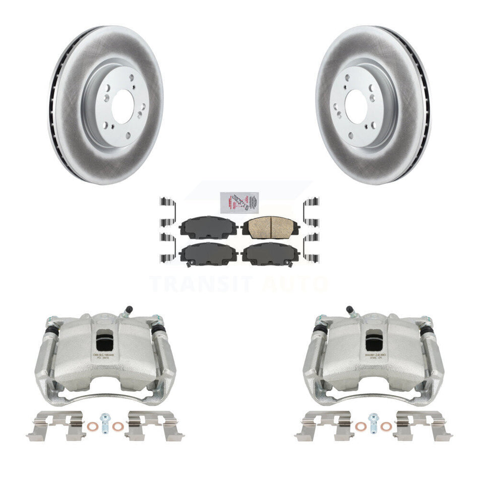 Front Disc Brake Caliper Coated Rotors And Ceramic Pads Kit For 2007-2010 Acura CSX Type-S KCG-100355N