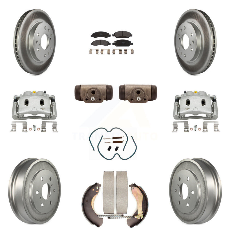 Front Rear Brake Caliper Coat Rotor Drum Semi-Metallic Pad Shoes Cylinder Kit (11Pc) For KCG-100355P